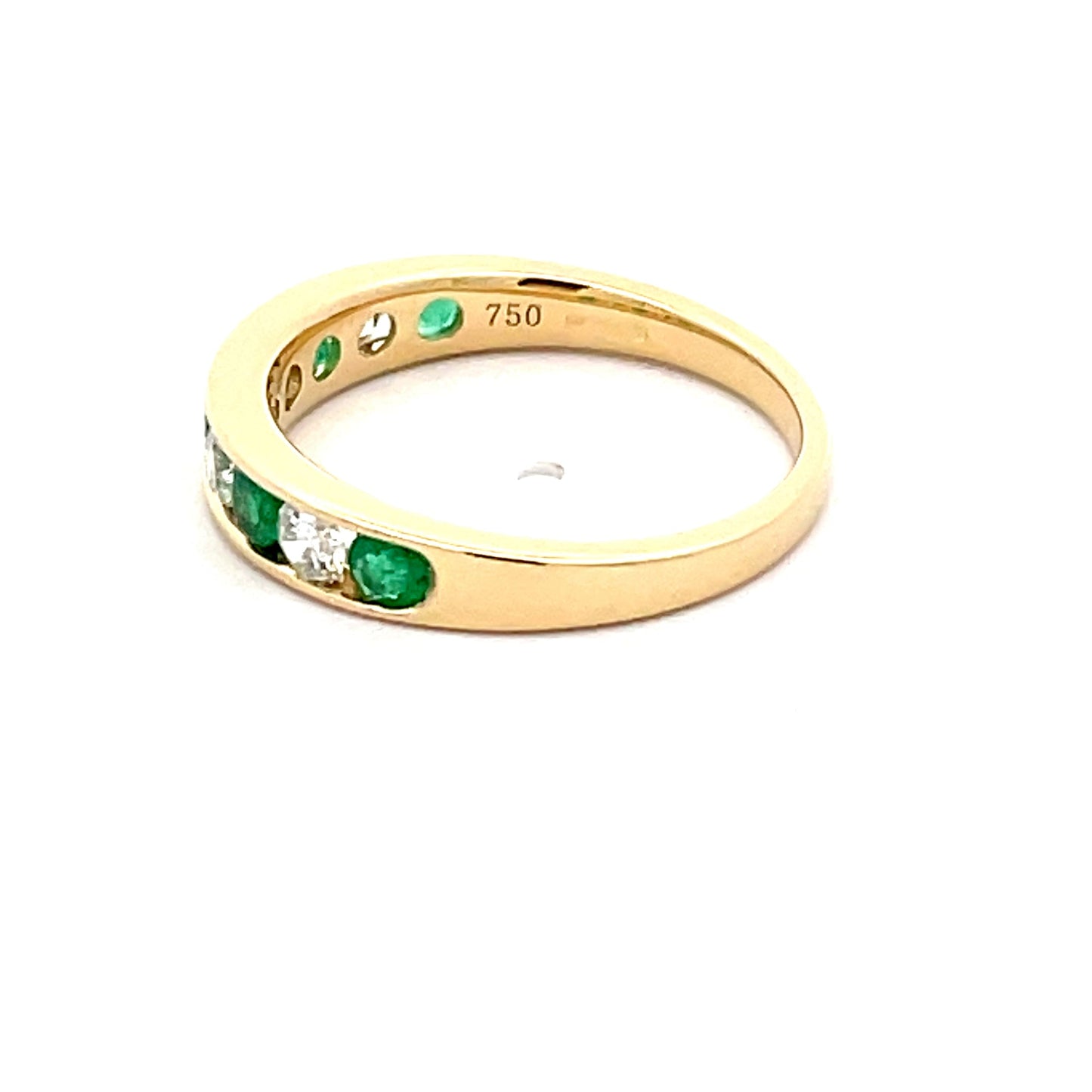 Emerald and Round Brilliant cut diamond 9 stone eternity ring  Gardiner Brothers   