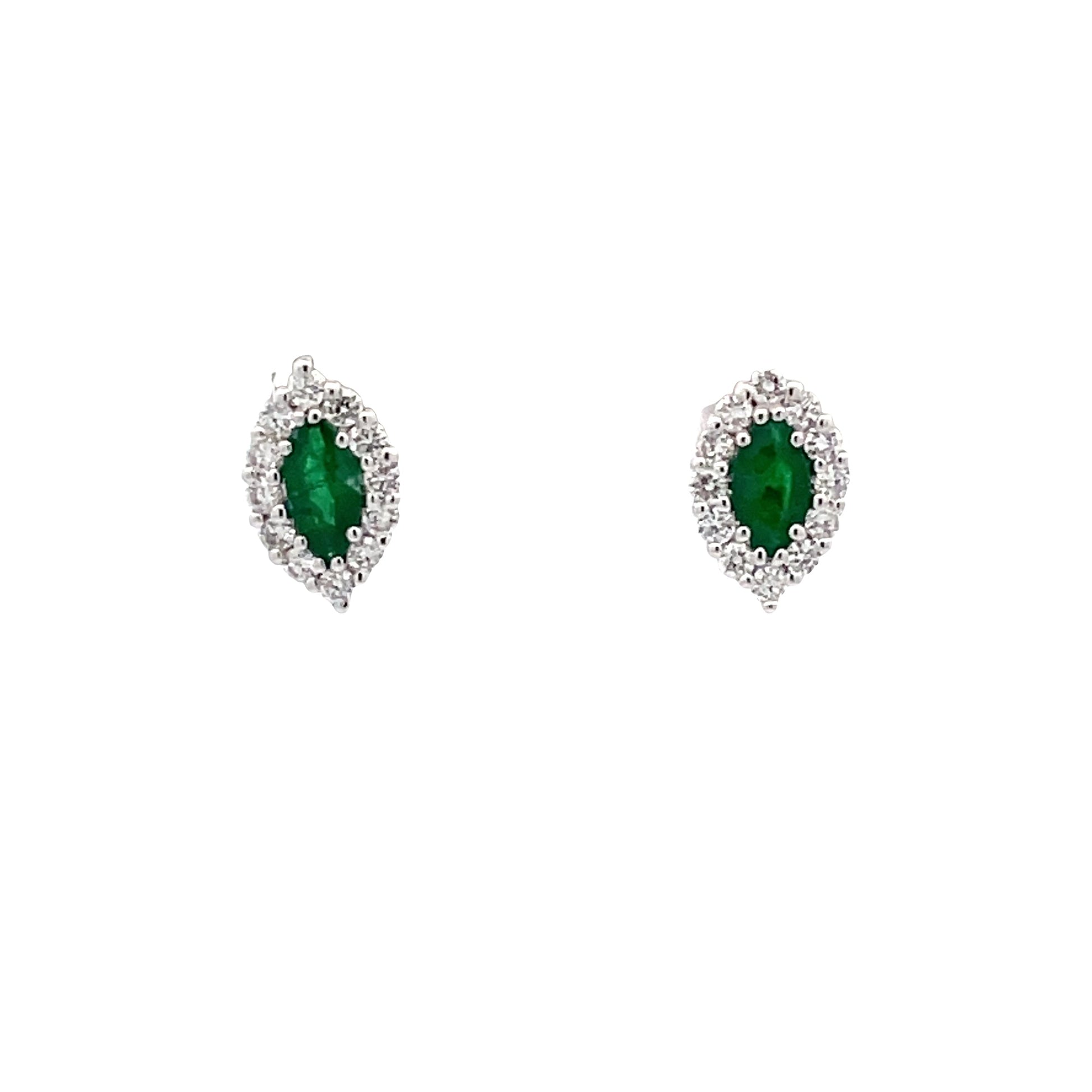 Emerald and Diamond Cluster Style Earrings  Gardiner Brothers   