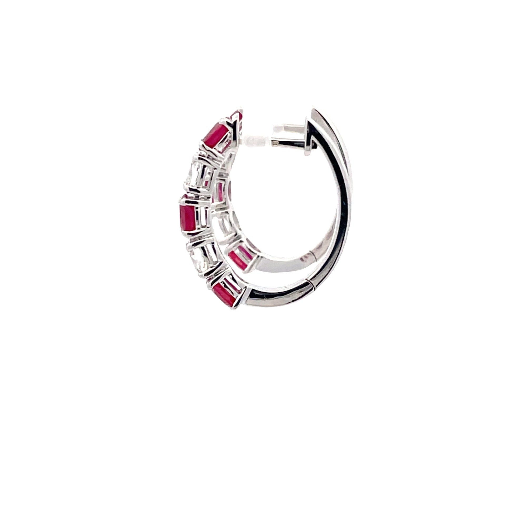 Ruby and Diamond Hoop Style Earrings  Gardiner Brothers   