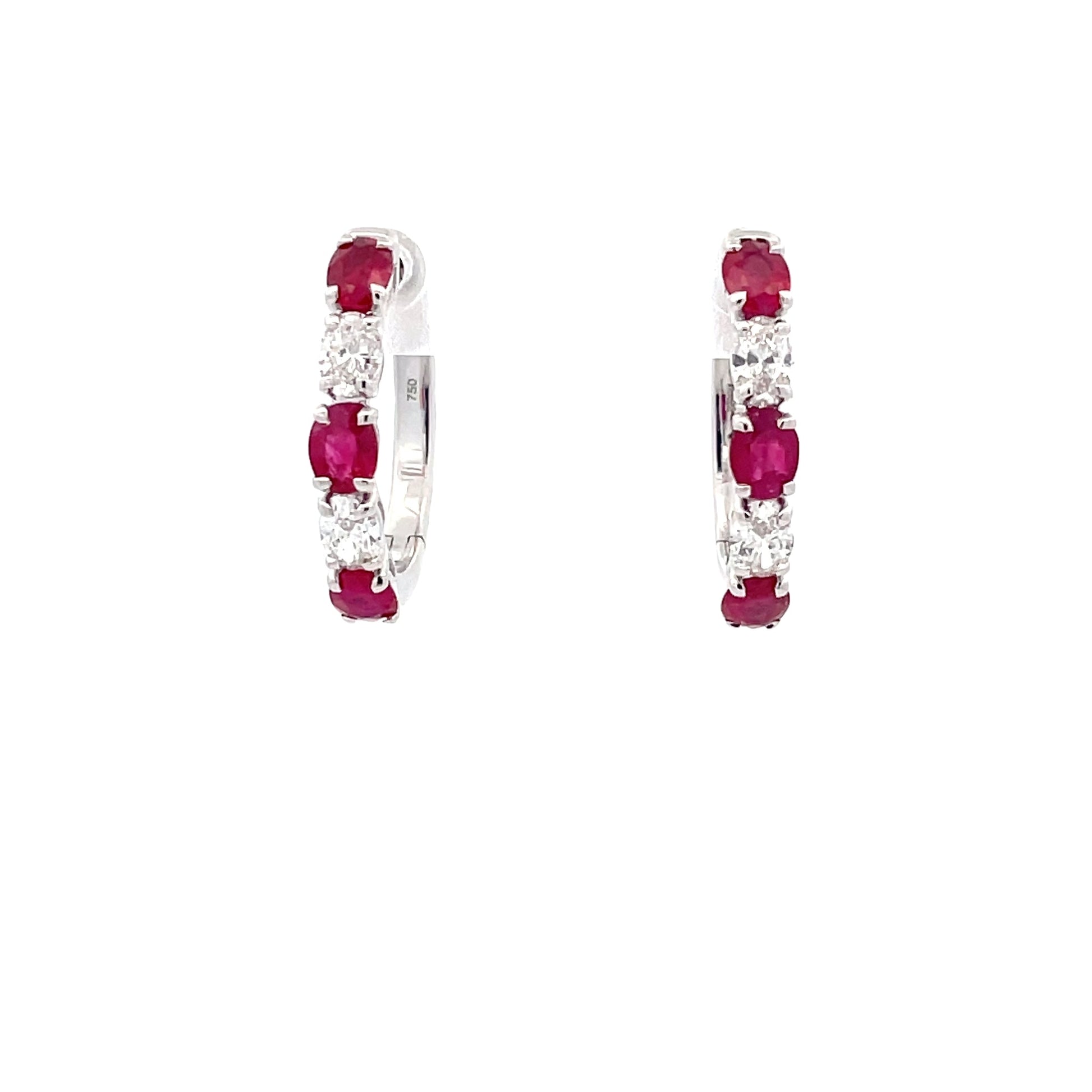 Ruby and Diamond Hoop Style Earrings  Gardiner Brothers   