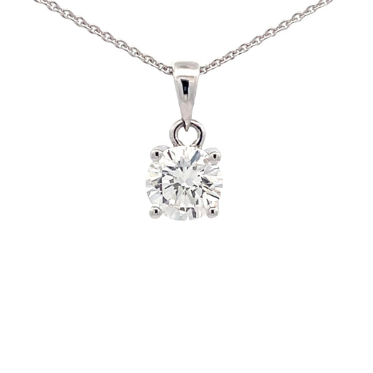 Round Brilliant cut Diamond Solitaire Pendant - 0.90cts