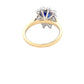 Octagonal Sapphire and round brilliant cut diamond cluster ring
