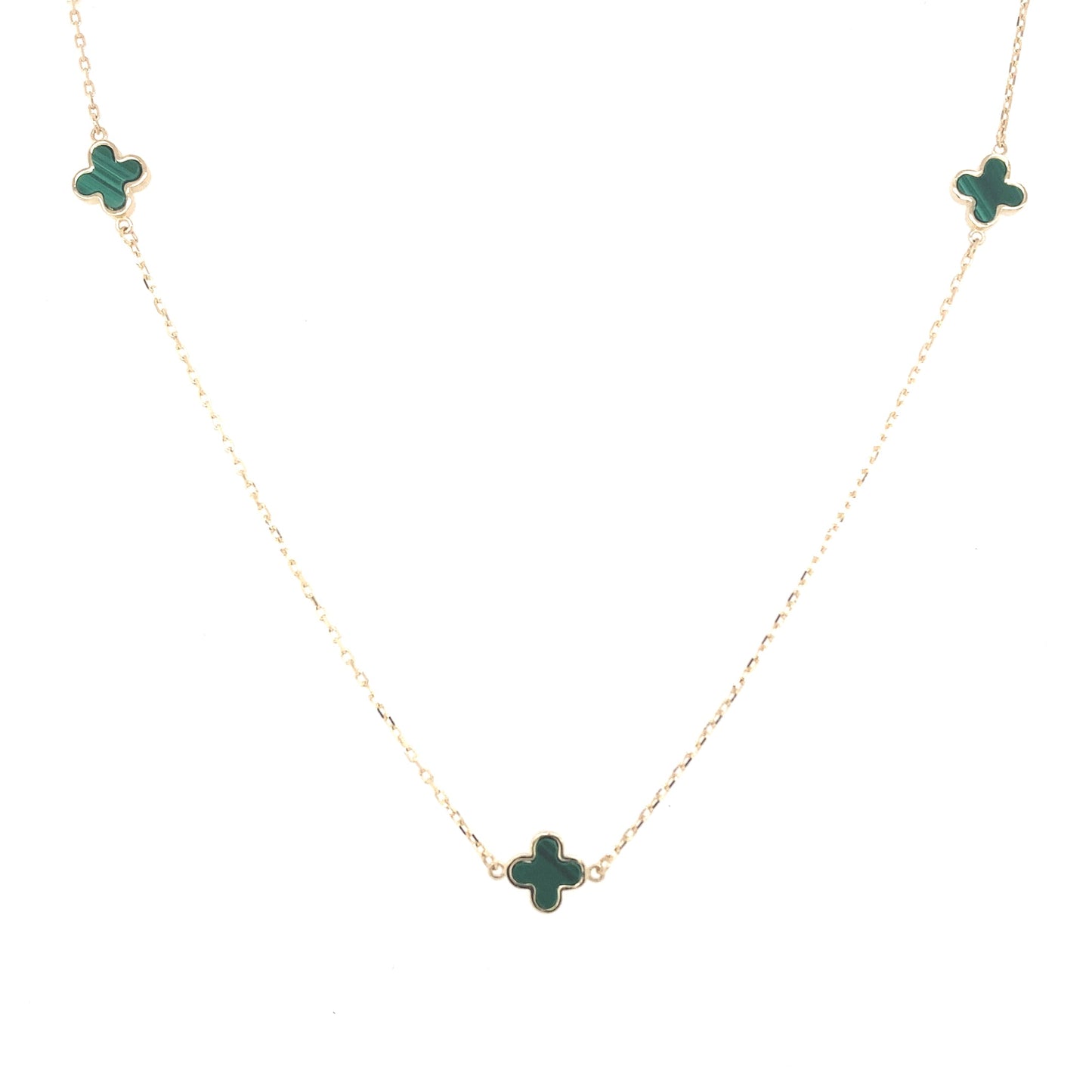 Yellow Gold Malachite Flower Petal Necklet