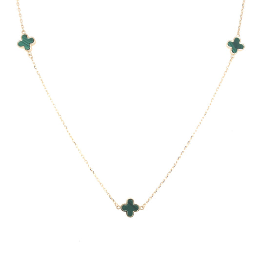 Yellow Gold Malachite Flower Petal Necklet