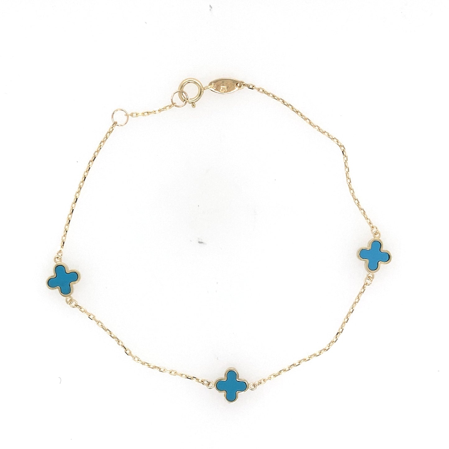 Yellow Gold Turquoise Flower Petal Bracelet