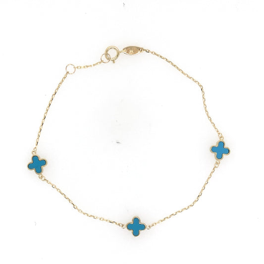 Yellow Gold Turquoise Flower Petal Bracelet