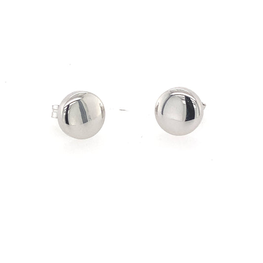 White Gold Button Stud Earrings