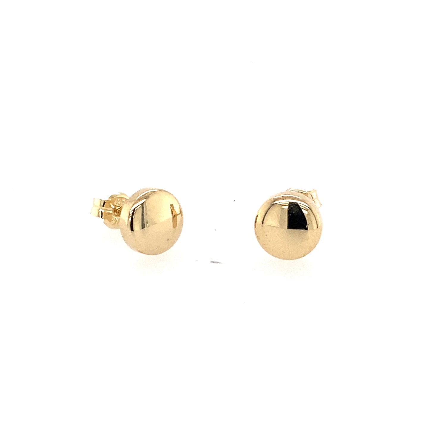 Yellow Gold Button Stud Earrings