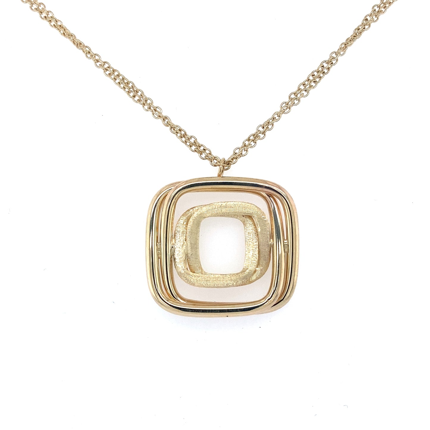 Yellow Gold Abstract Squares Pendant