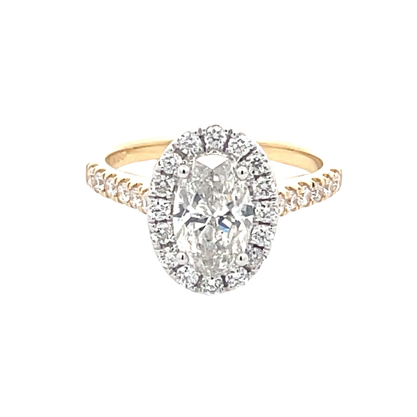 Oval Shaped Diamond Halo cluster Style Ring - 1.69cts