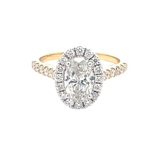 Oval Shaped Diamond Halo cluster Style Ring - 1.69cts