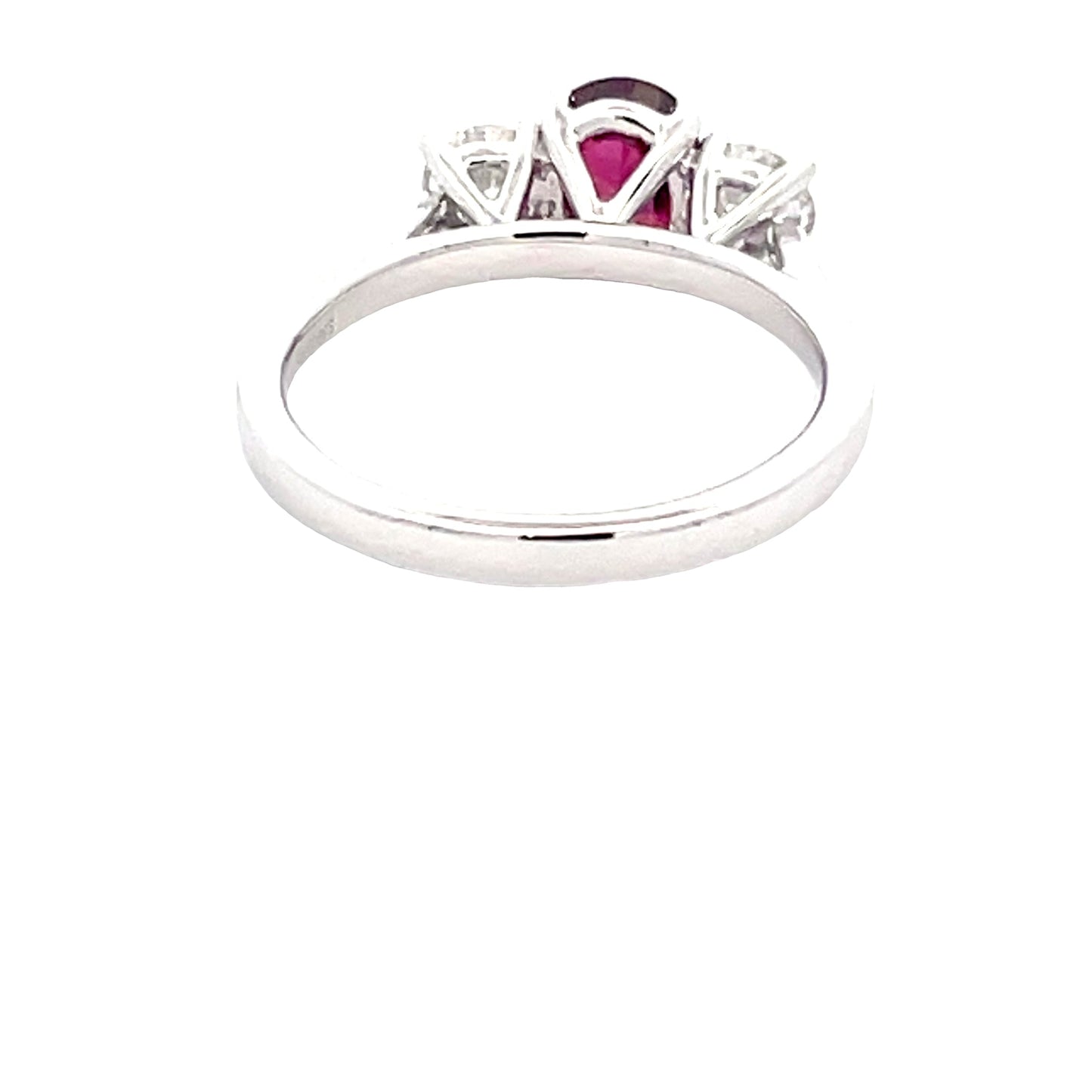 Oval Shaped ruby and round brilliant cut diamond ring