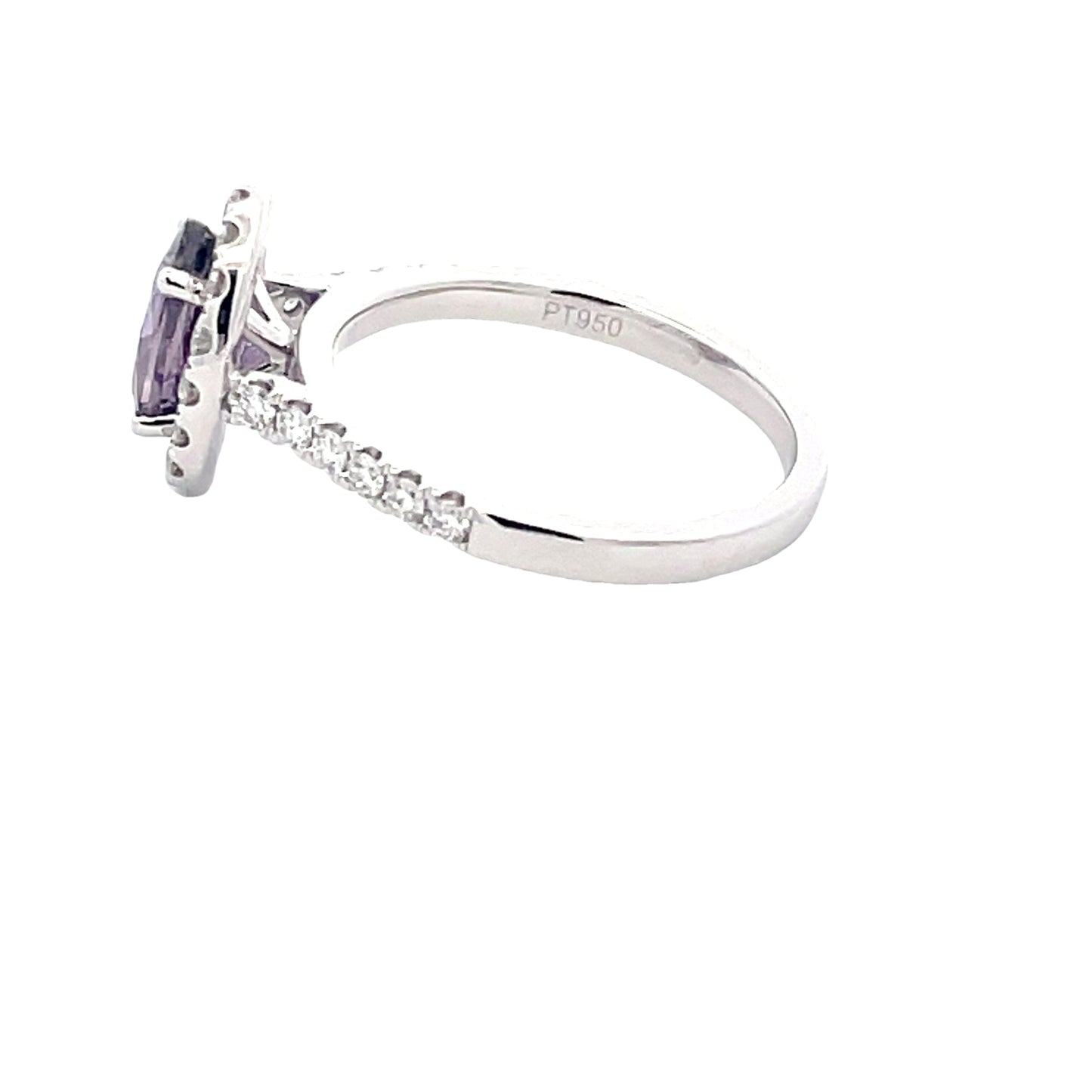 Purple sapphire and Round Brilliant Cut Diamond Halo Cluster Style Ring