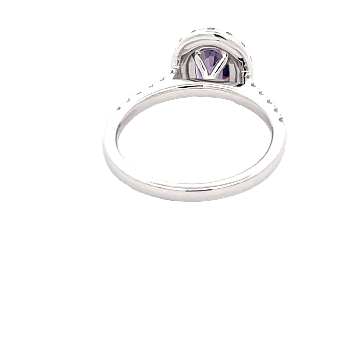 Purple sapphire and Round Brilliant Cut Diamond Halo Cluster Style Ring