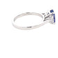 Octagonal Shaped Tanzanite and emerald cut diamond 3 stone ring