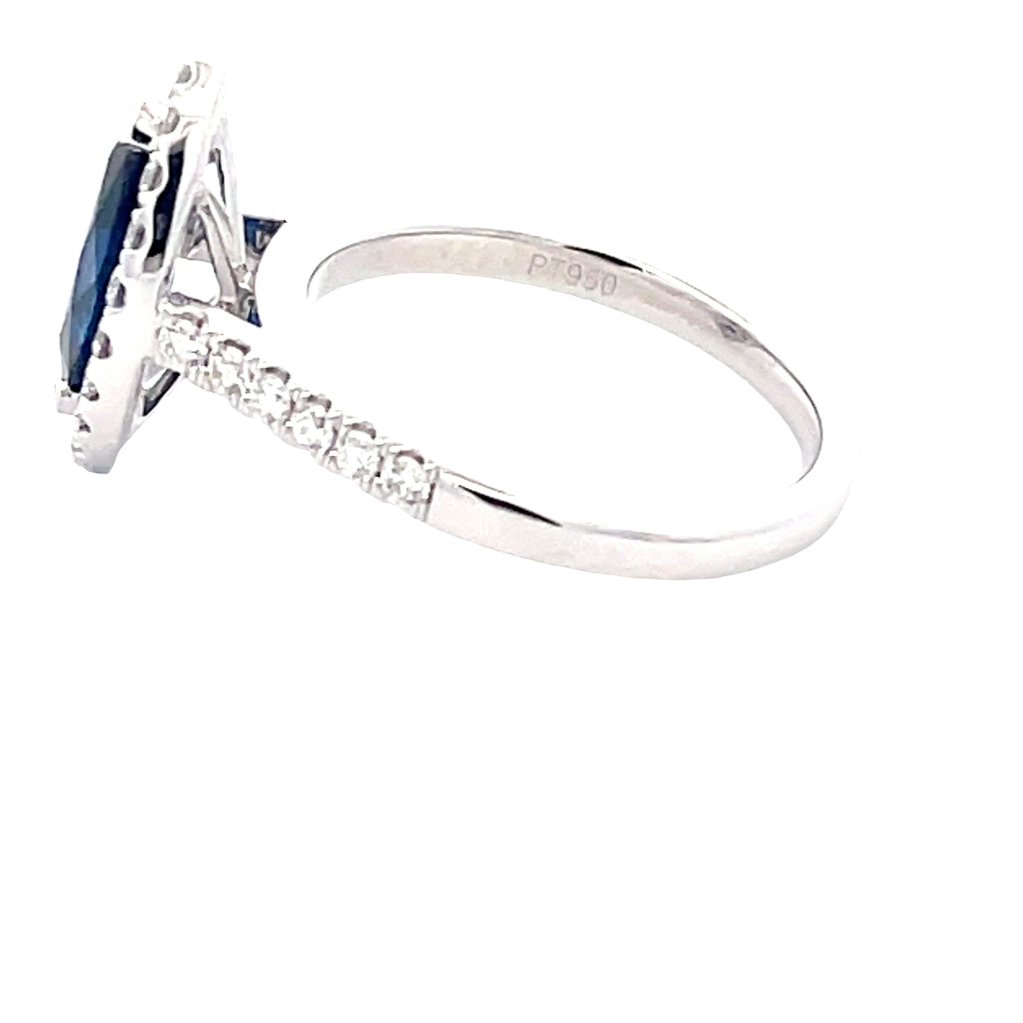 Marquise Shaped sapphire and Diamond Halo Cluster Ring