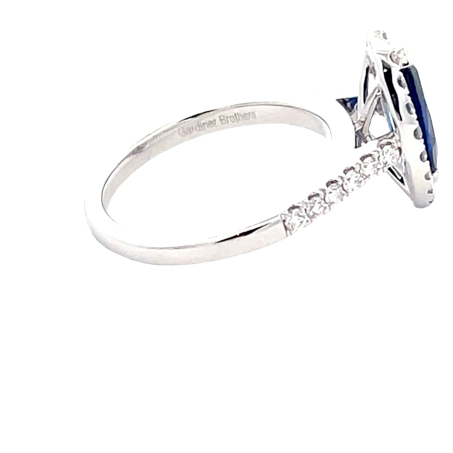 Marquise Shaped sapphire and Diamond Halo Cluster Ring