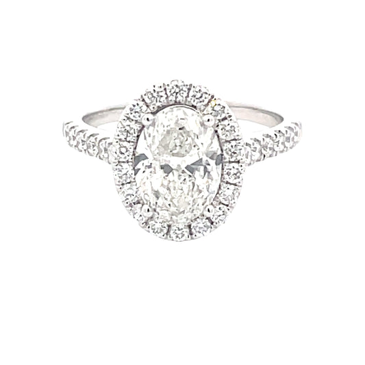 Oval Shaped Diamond Halo Cluster Style Ring - 2.25cts