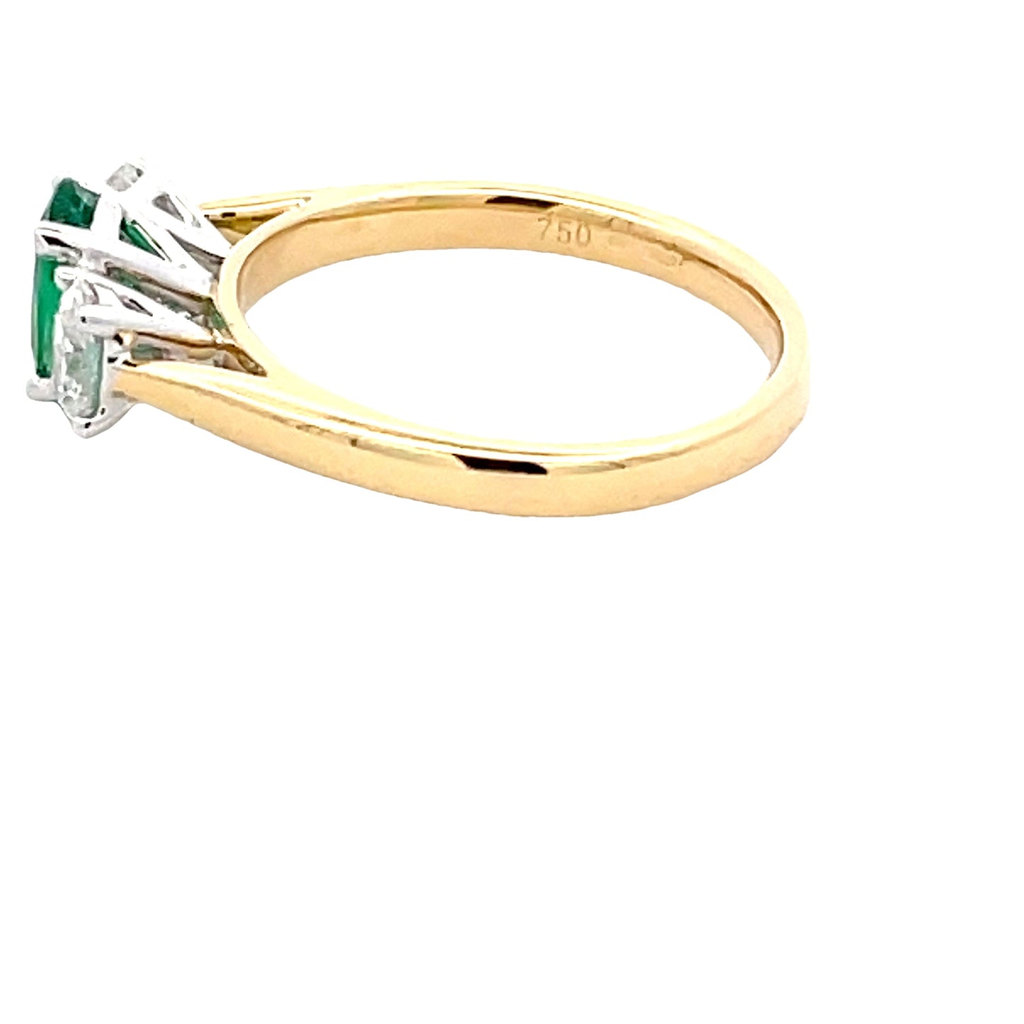 Oval Emerald and Diamond 3 Stone Ring