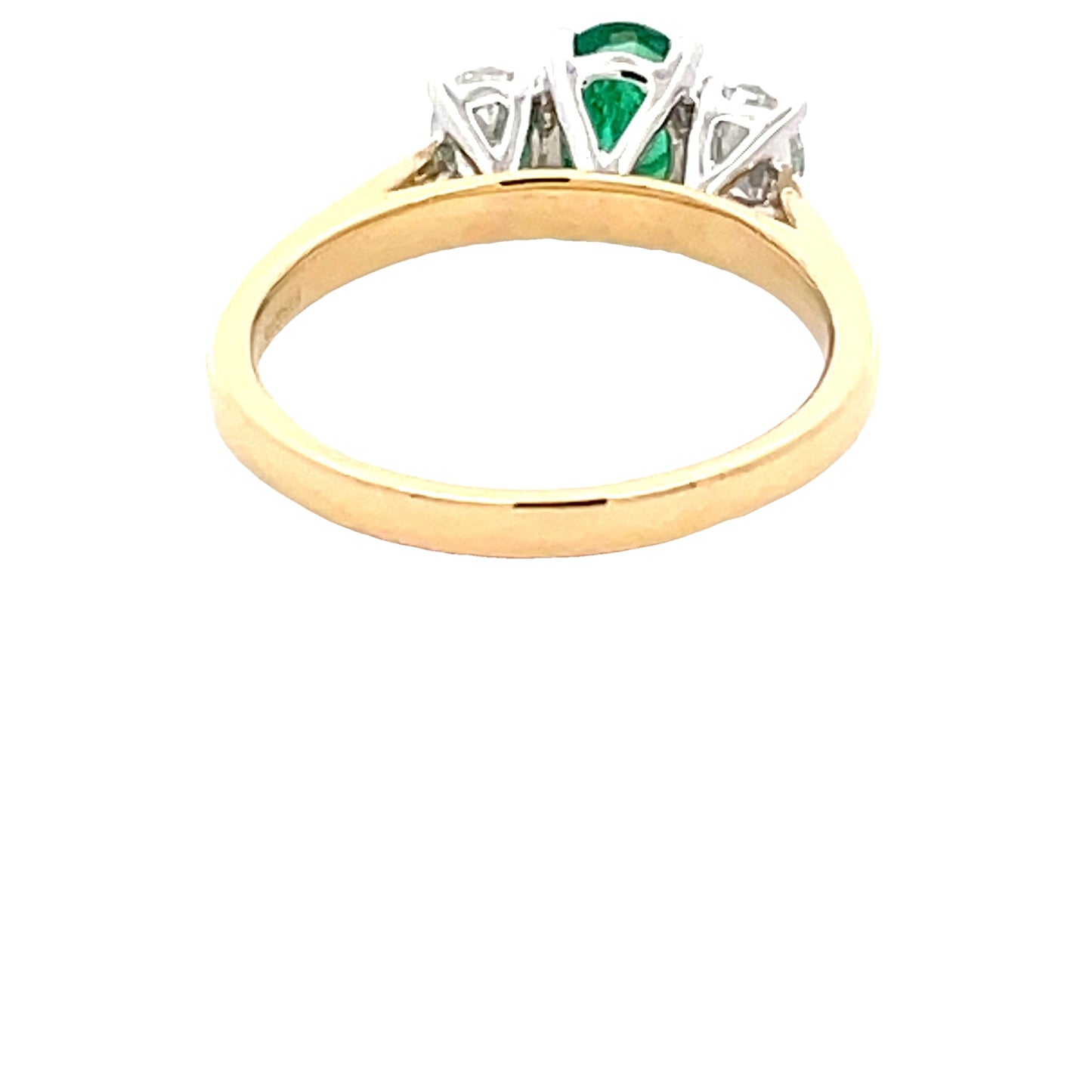 Oval Emerald and Diamond 3 Stone Ring