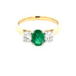 Oval Emerald and Diamond 3 Stone Ring