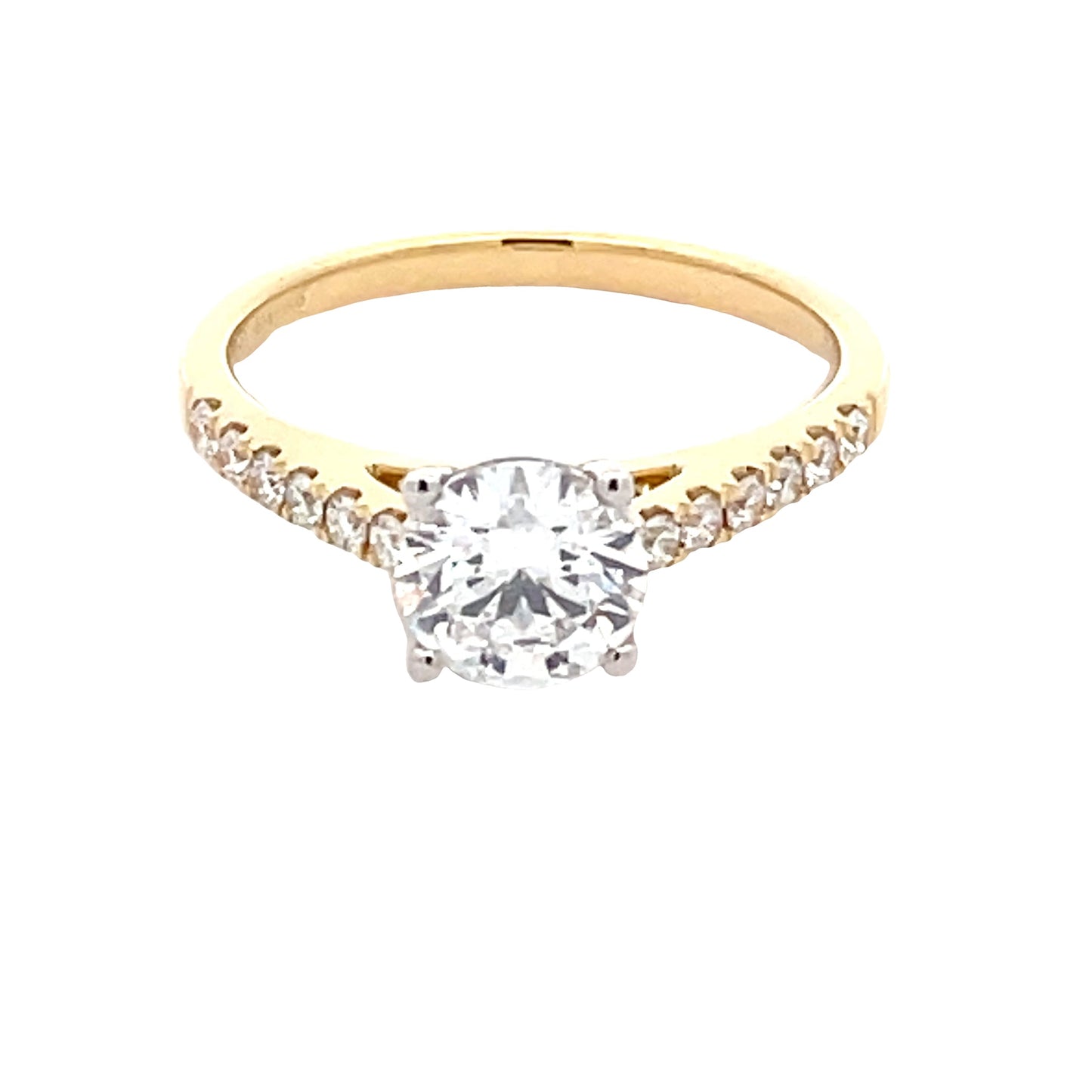 Round Brilliant cut Diamond Solitaire With Diamond Set Shoulders - 1.25cts