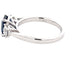 Octagonal Sapphire and round brilliant cut diamond 3 stone ring