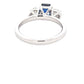 Octagonal Sapphire and round brilliant cut diamond 3 stone ring