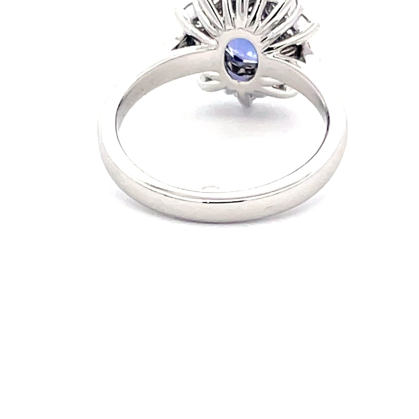 Oval Tanzanite and Round Brilliant Cut Diamond Cluster Ring