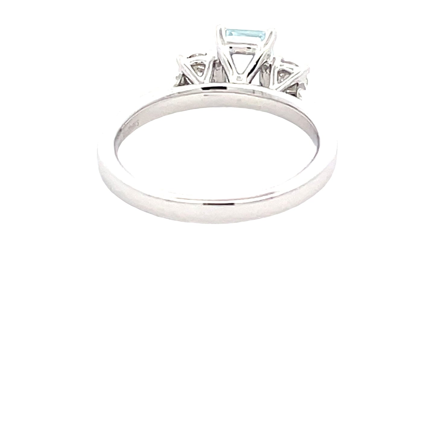 Octagonal Aquamarine and round brilliant cut diamond ring