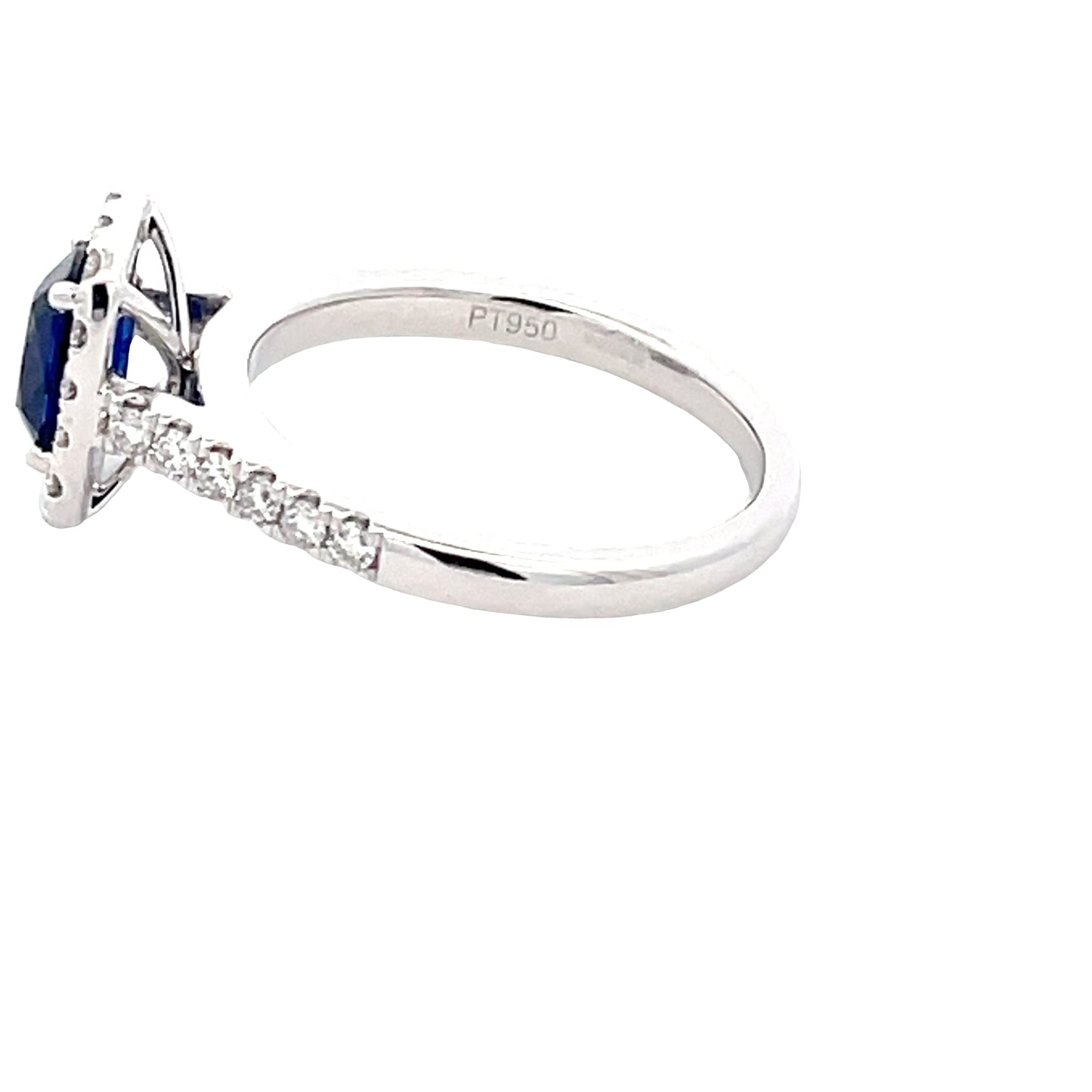 Cushion Shaped Sapphire and diamond halo cluster ring