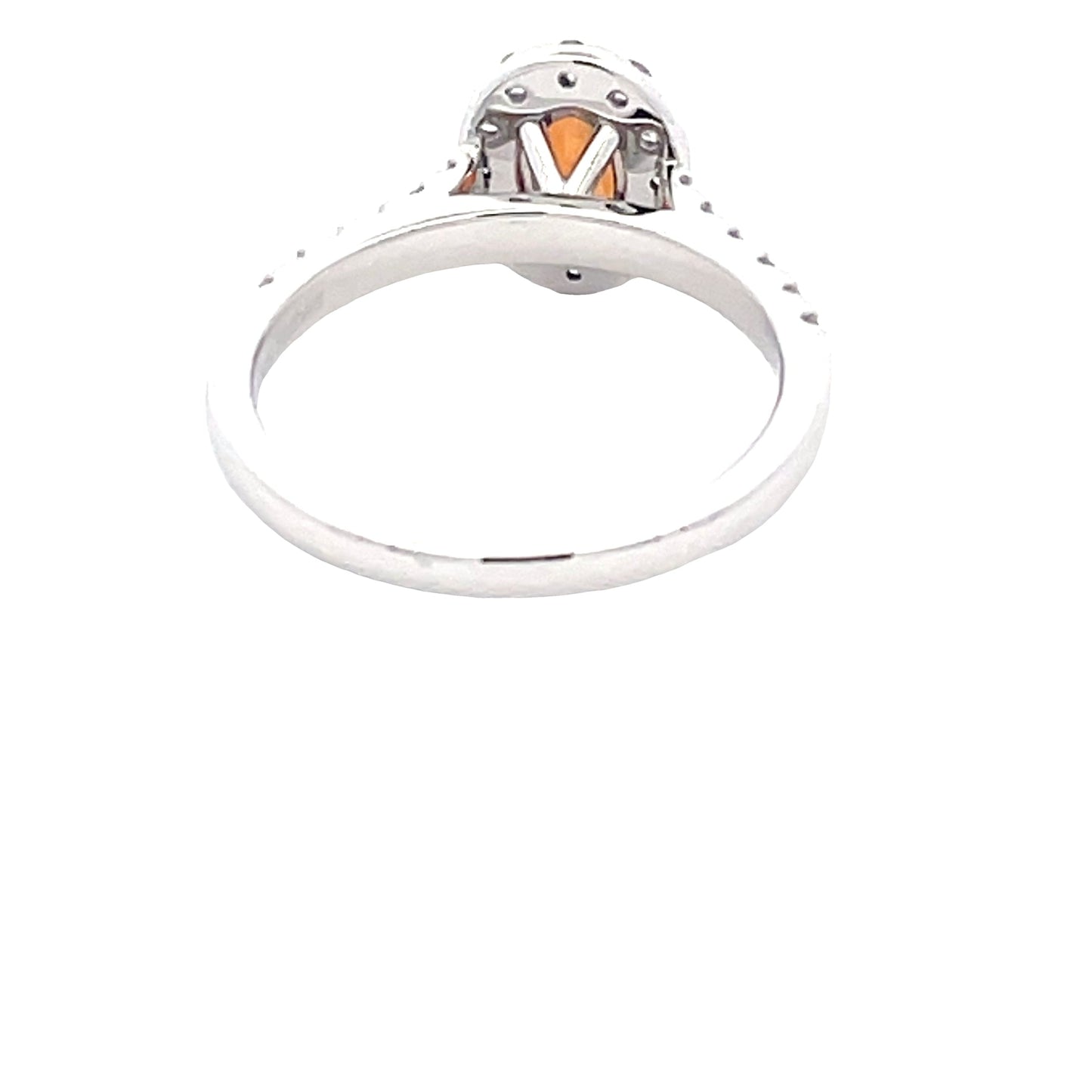 Orange Sapphire and Diamond Halo Cluster Style Ring