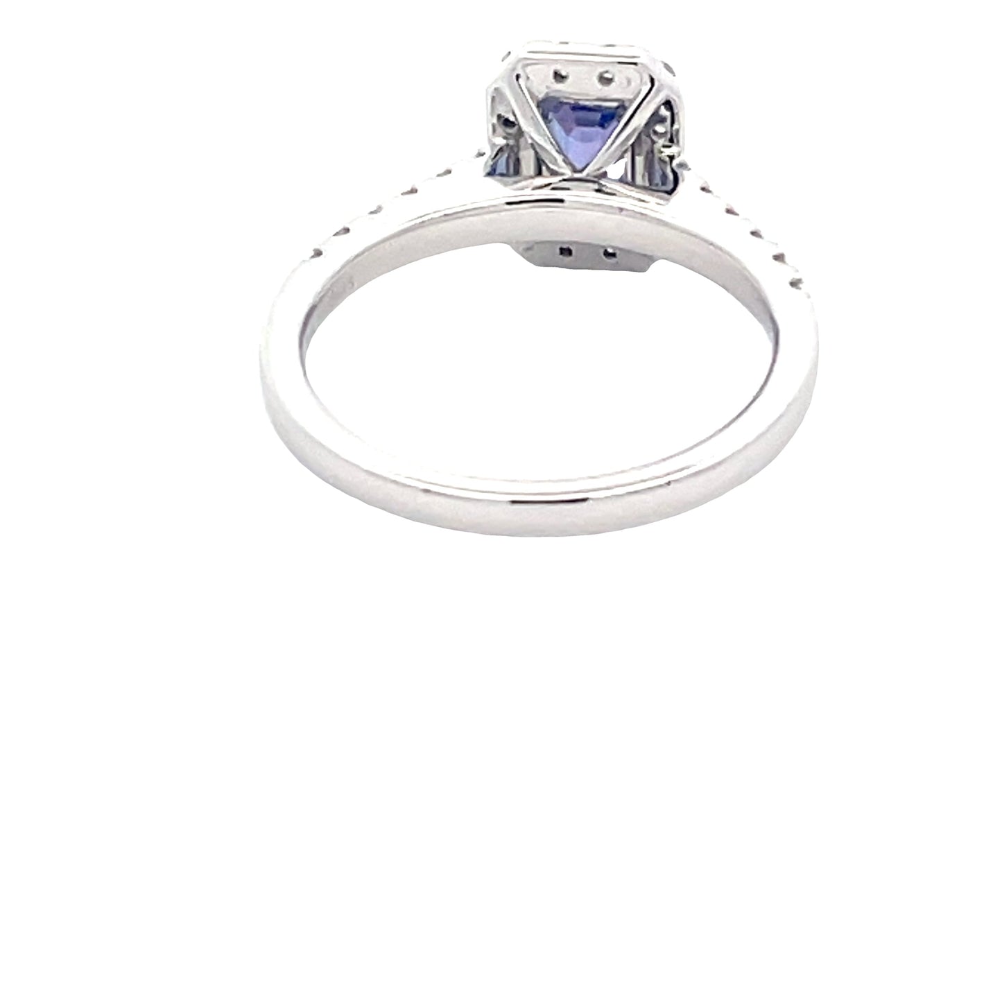 Octagonal Tanzanite and Diamond Halo Cluster Style Ring