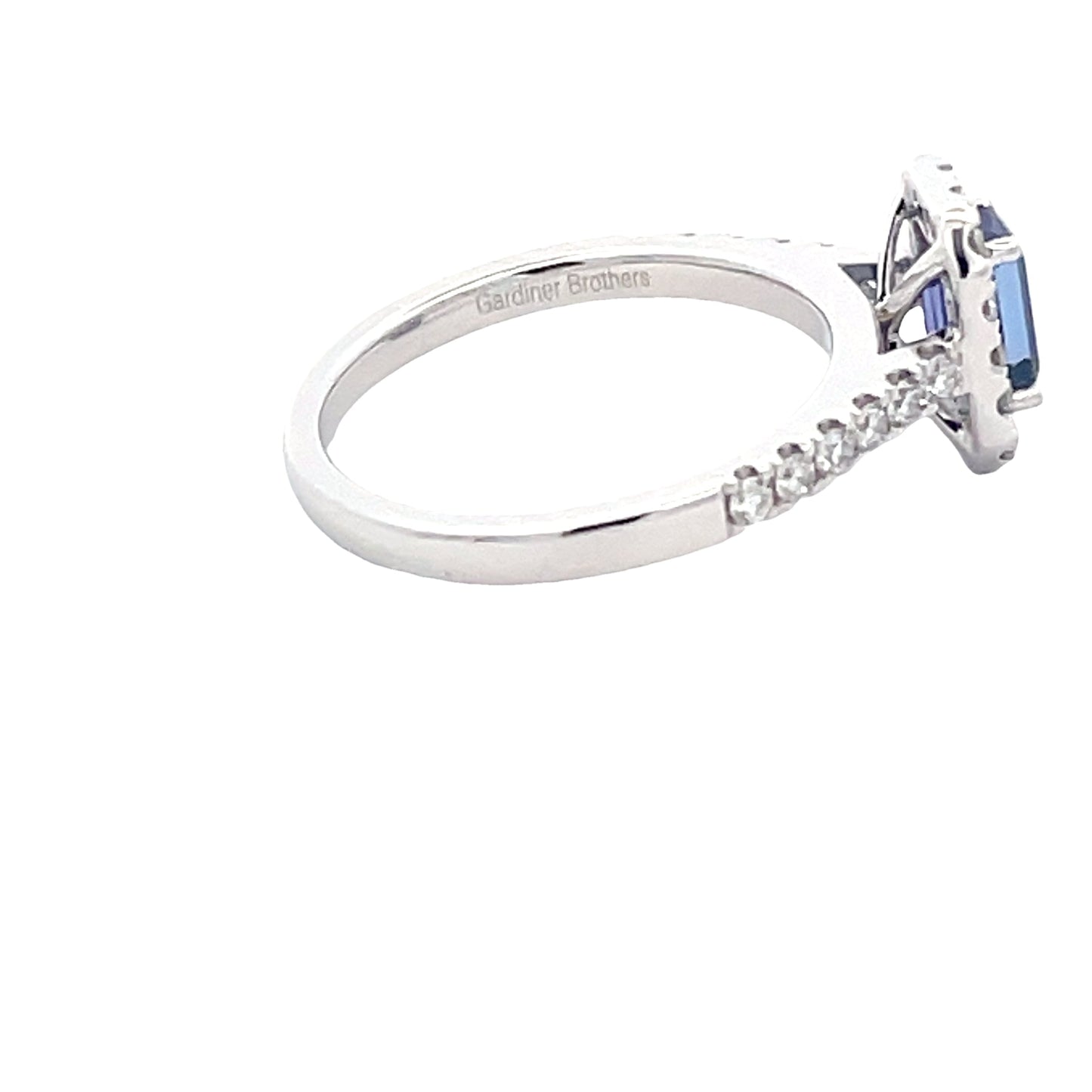 Octagonal Tanzanite and Diamond Halo Cluster Style Ring