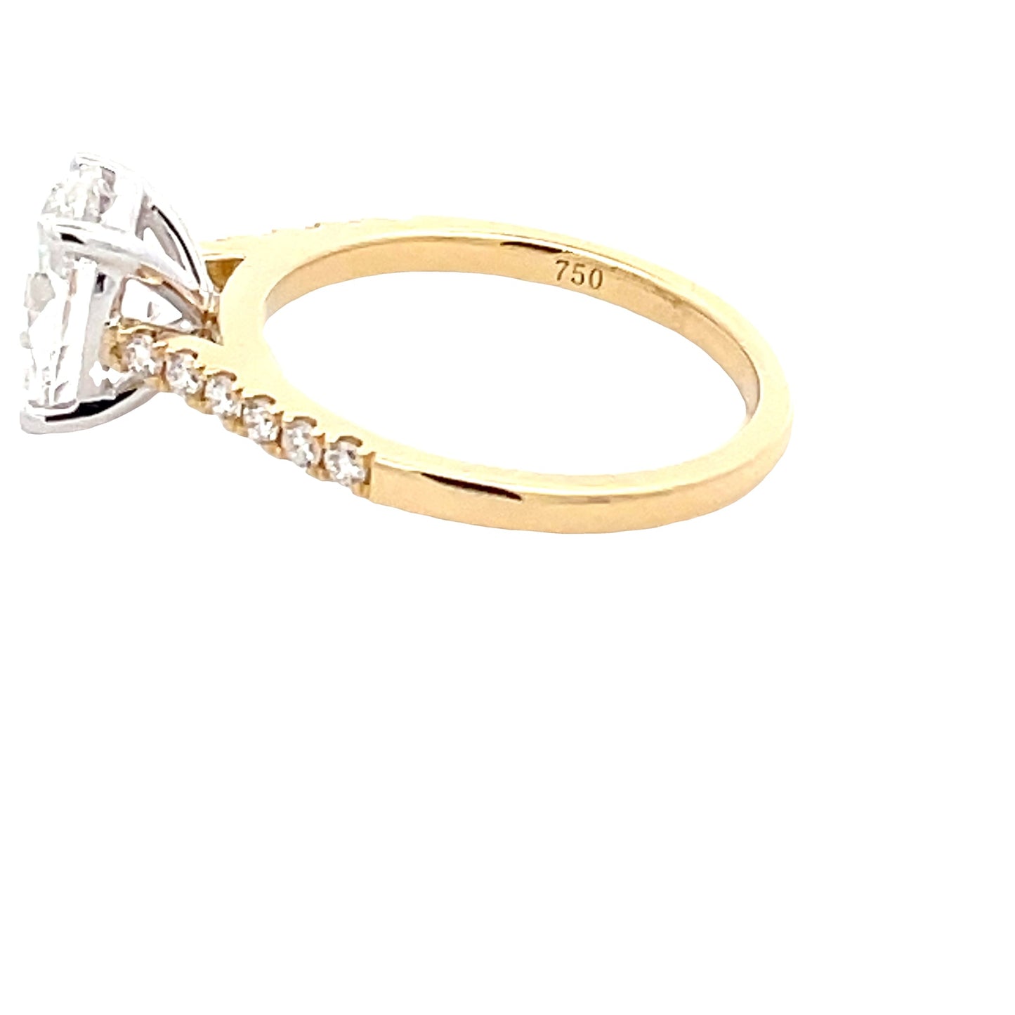 Oval Shaped Diamond Solitaire With Diamond Set Shoulders - 2.26cts