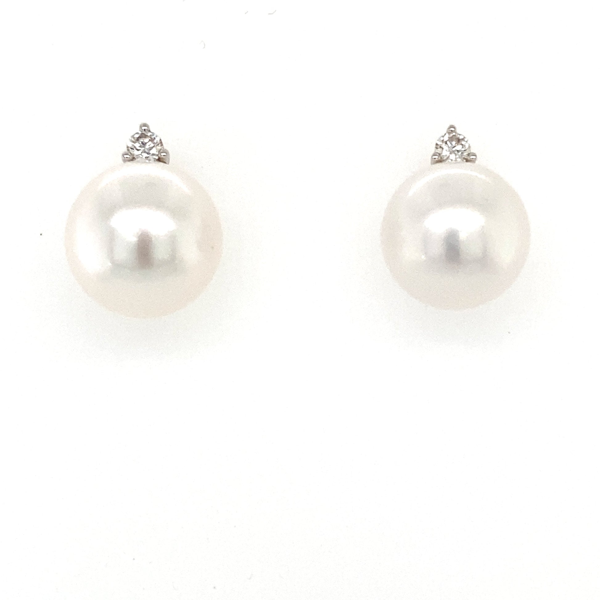 Akoya Pearl and Round Brilliant Cut Diamond Earrings  Gardiner Brothers   