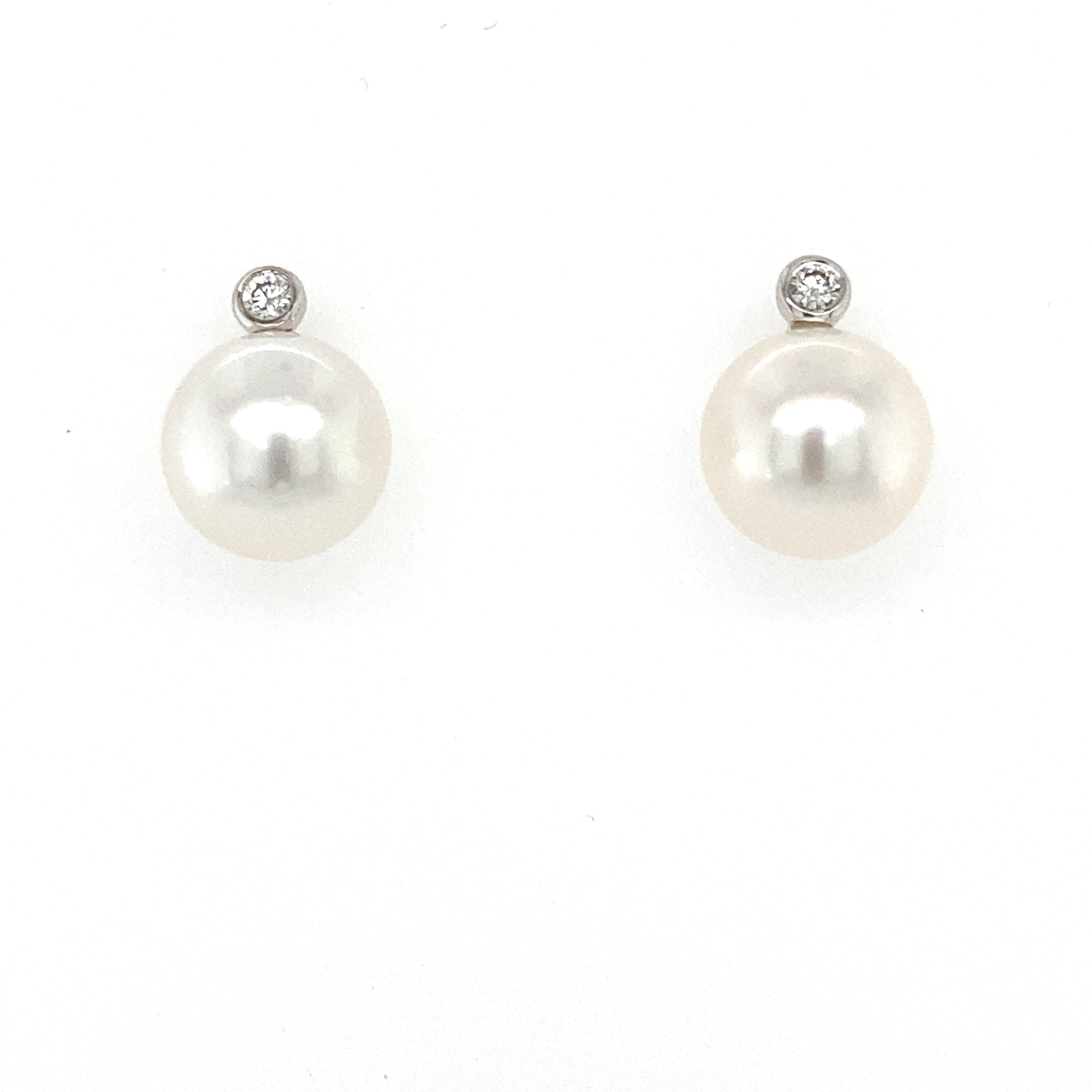 Akoya Pearl and Round Brilliant Cut Diamond Earrings  Gardiner Brothers   