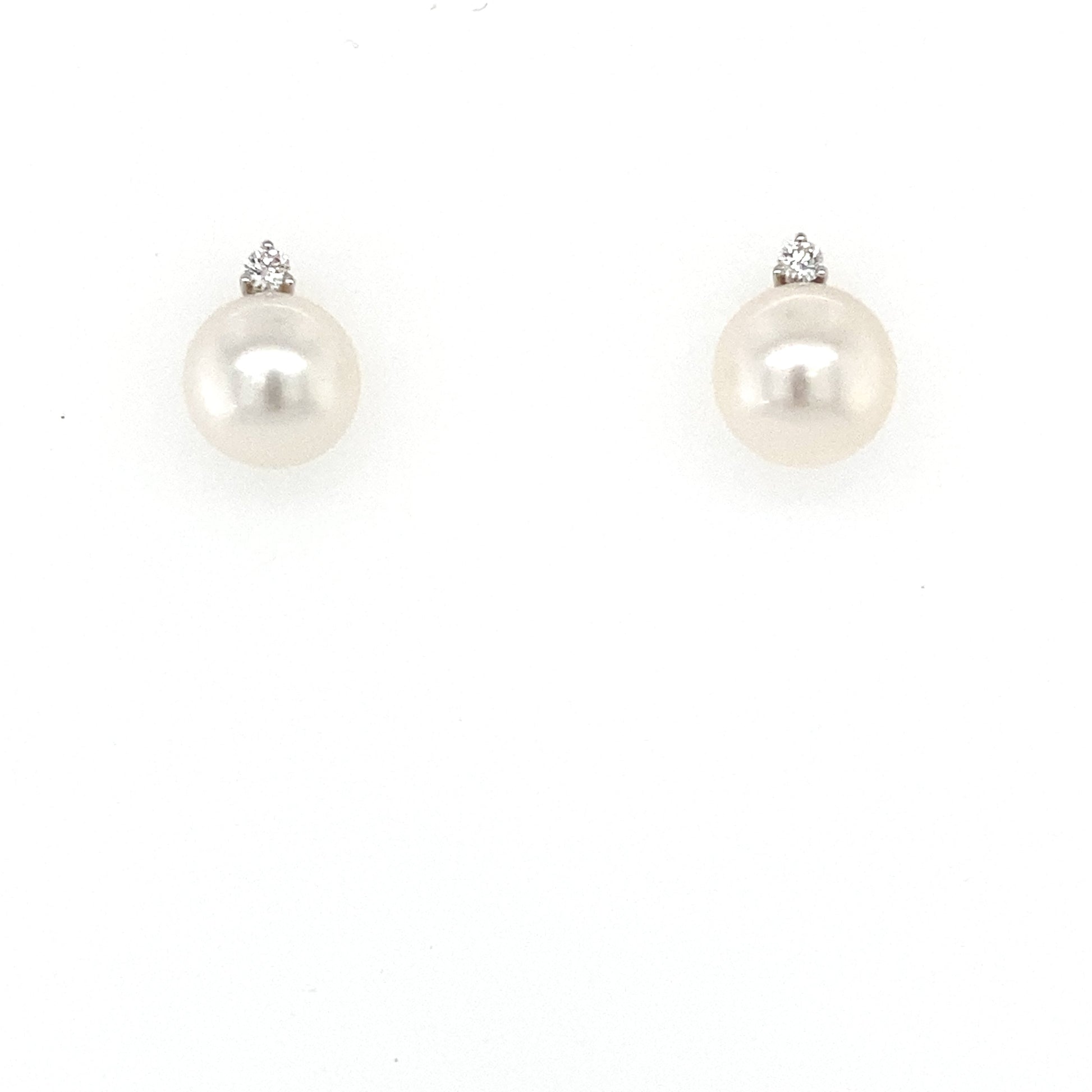 Akoya Pearl and Round Brilliant Cut Diamond Earrings  Gardiner Brothers   