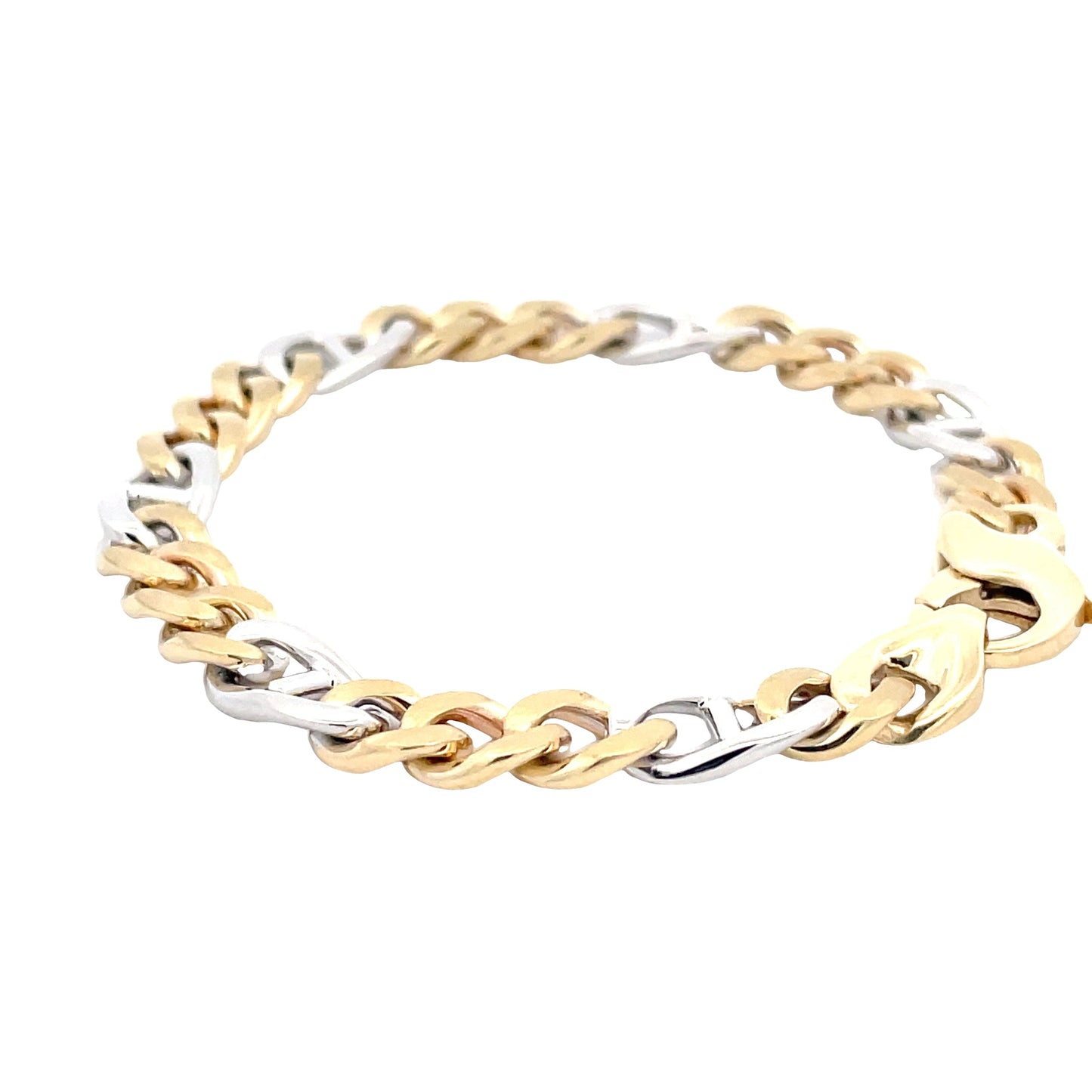 Yellow and White Gold Fancy Curb Link Bracelet  Gardiner Brothers   