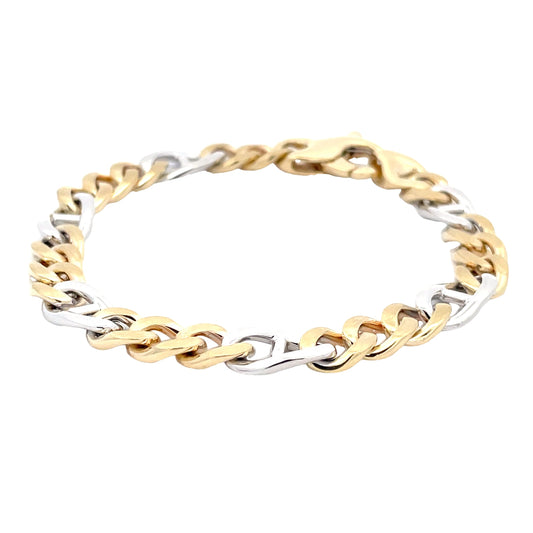 Yellow and White Gold Fancy Curb Link Bracelet  Gardiner Brothers   