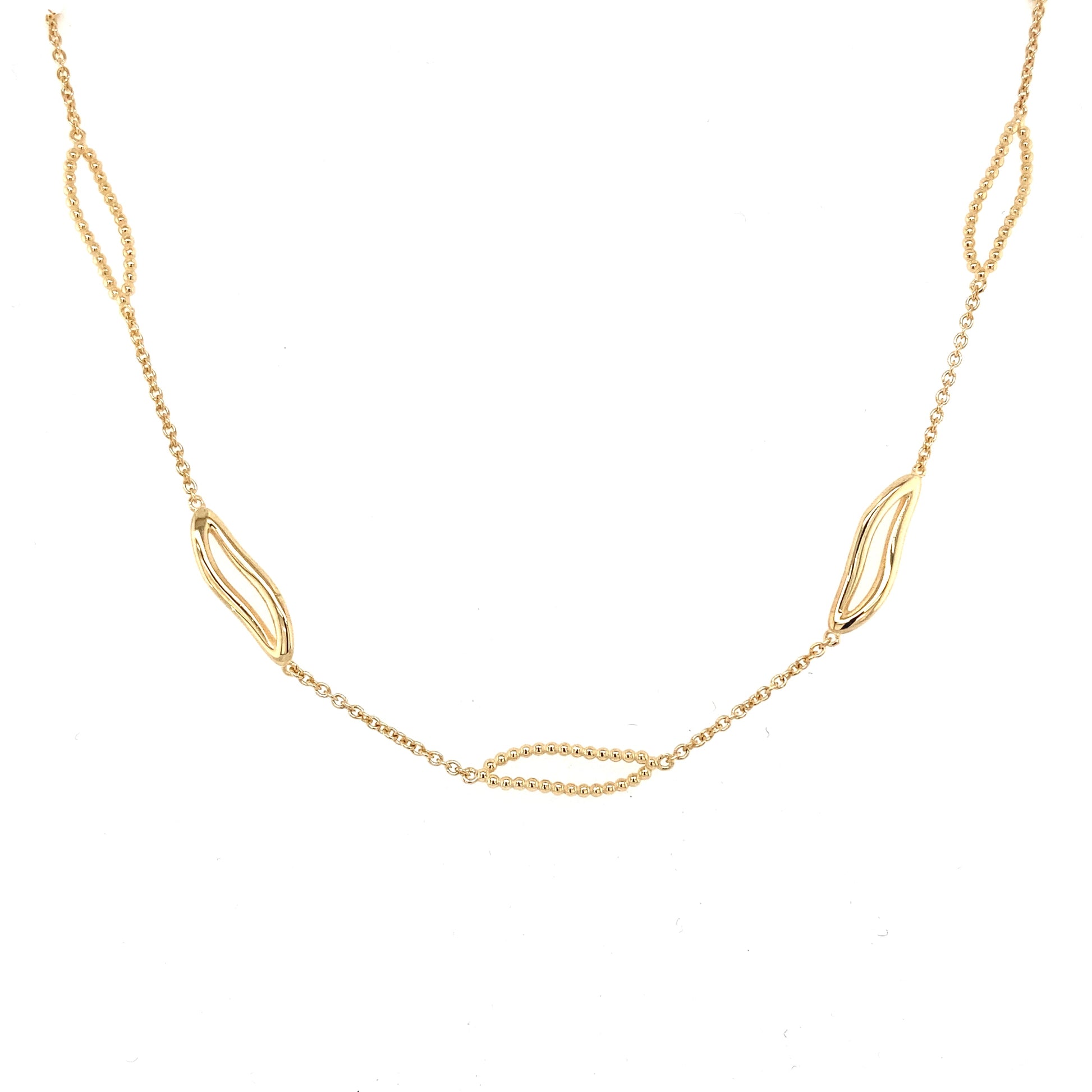 Yellow Gold Wavy Link Necklace  Gardiner Brothers   