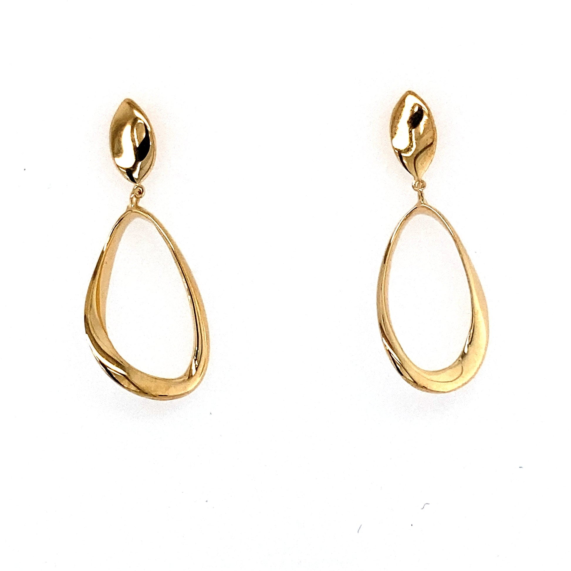 Yellow Gold Open TearDrop Earrings  Gardiner Brothers   