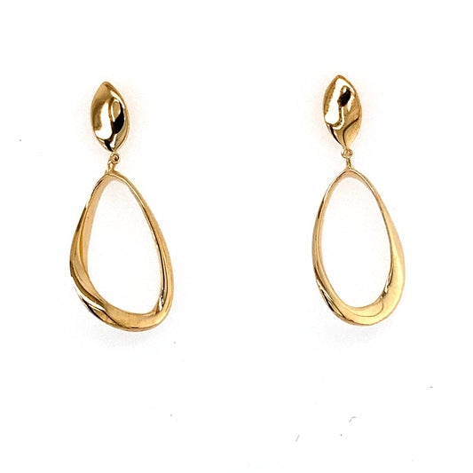 Yellow Gold Open TearDrop Earrings  Gardiner Brothers   