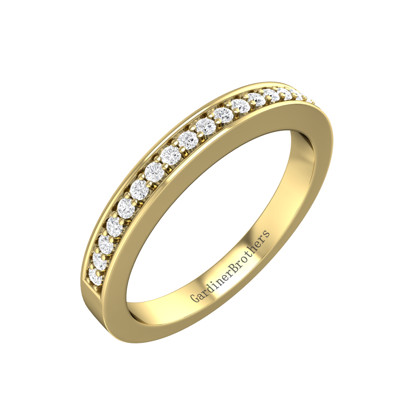 Diamond Set Pavé Style Wedding Band  Gardiner Brothers 0.15cts 18ct Yellow Gold 