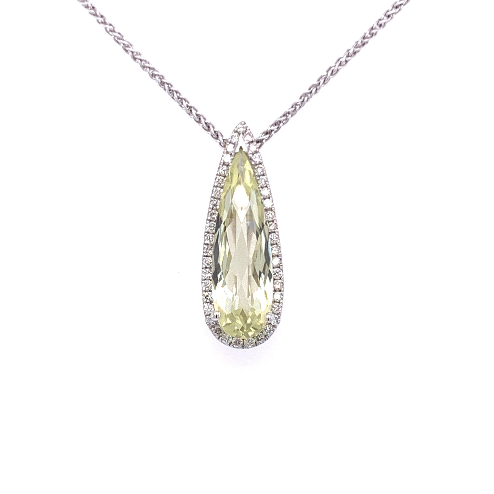 Lemon Quartz and Diamond Pendant  Gardiner Brothers