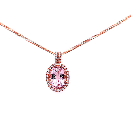 Morganite and Diamond Halo Pendant  Gardiner Brothers