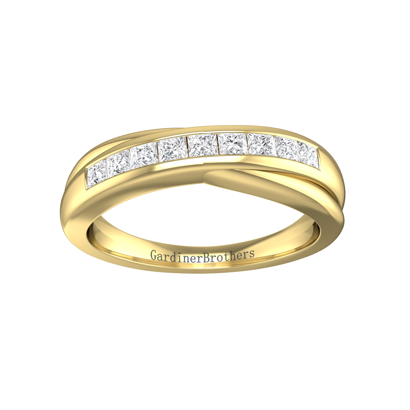 Princess Cut Diamond Cross-Over Wedding Band  Gardiner Brothers   