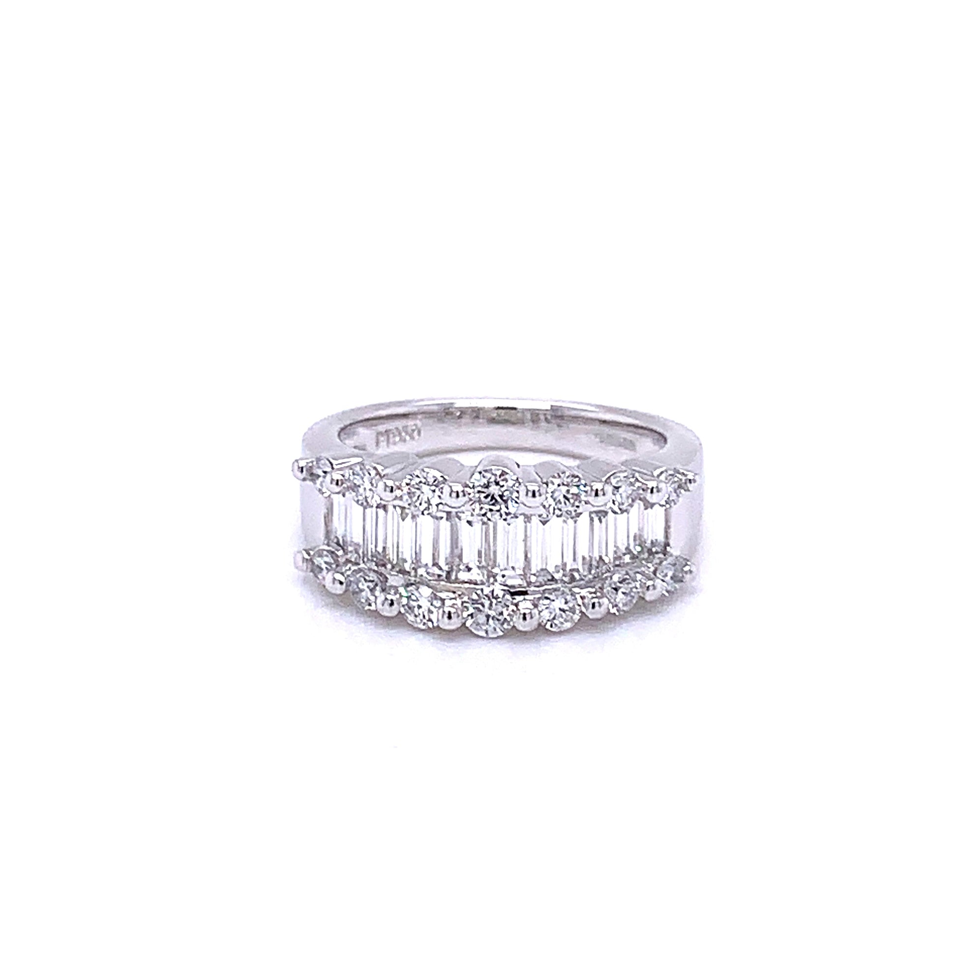 Round Brilliant and Baguette Cut Diamond Ring -1.40cts  Gardiner Brothers