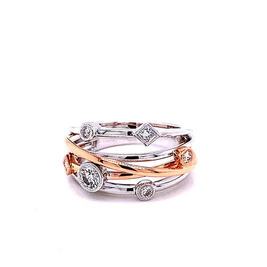 Rose and White Gold Bubble Style Diamond Ring  Gardiner Brothers