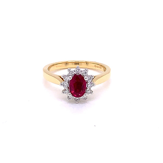 Ruby and Diamond Cluster Ring  gardiner-brothers